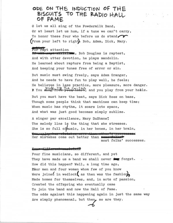 Ode on the Induction of the Biscuits to the Radio Hall of Fame